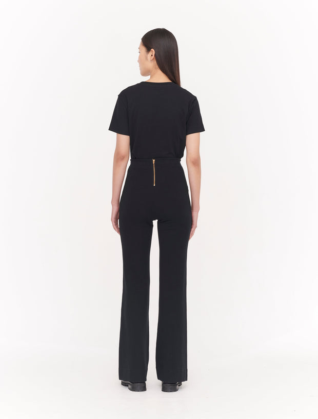 Back Zipped Flare Trousers