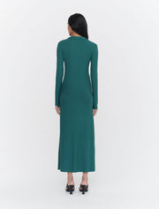 Rib Collared Long Sleeve Maxi