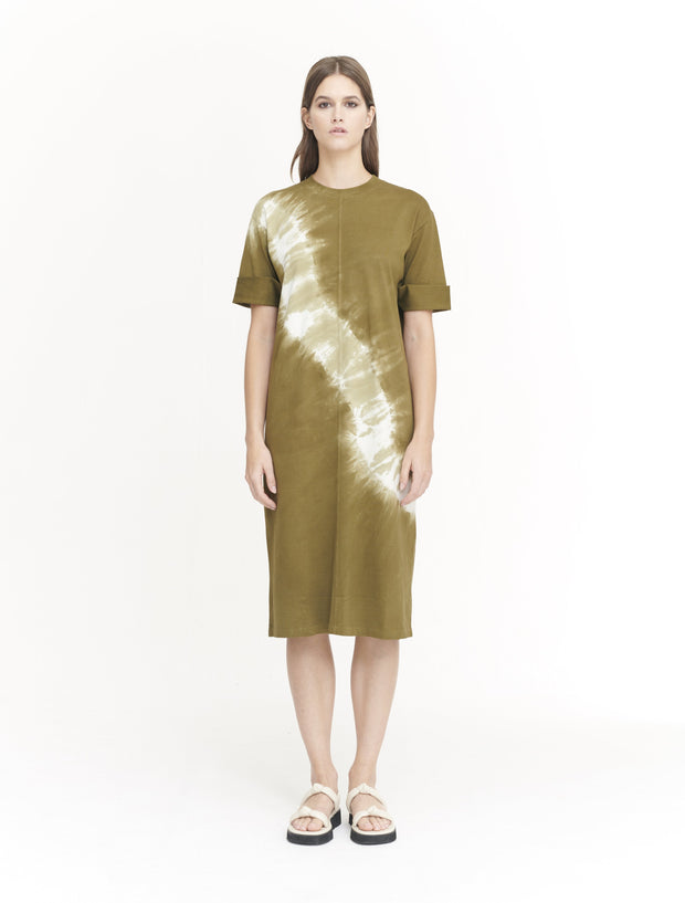 Charlie Olive Tie Dye Organic Cotton T-Dress