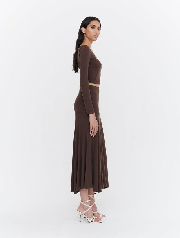 Tencel Yoke Flare Skirt