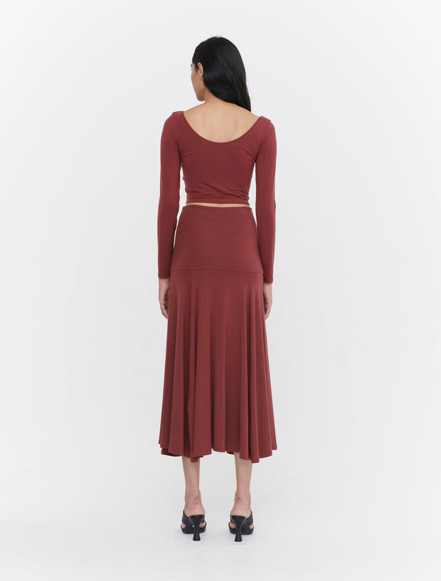 Tencel Yoke Flare Skirt