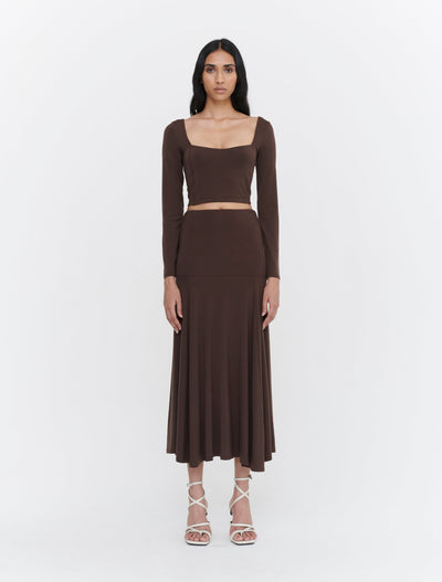 Tencel Yoke Flare Skirt