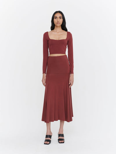 Tencel Yoke Flare Skirt