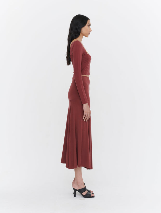 Tencel Yoke Flare Skirt