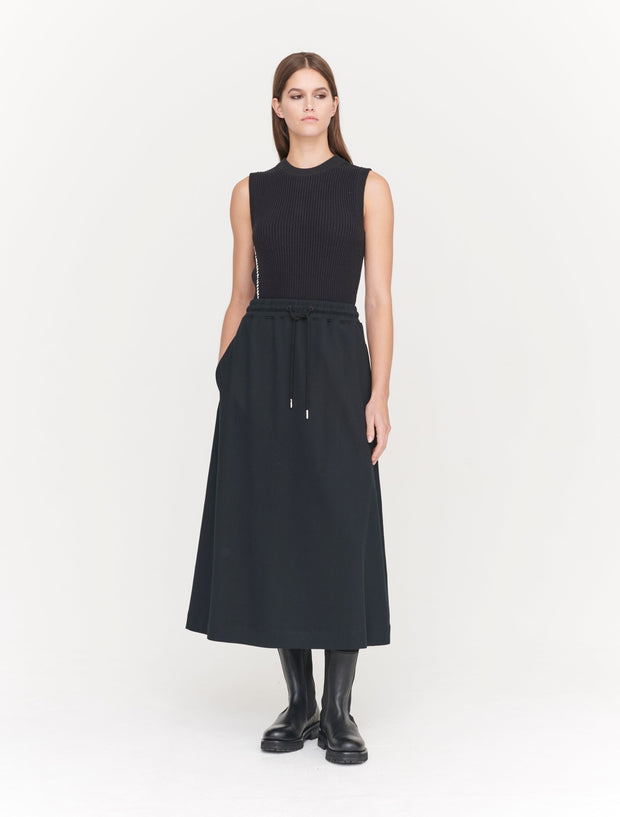 black midi skirt