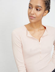 Women's Organic cotton ribbed button front top