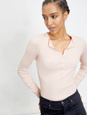 Women's Organic cotton ribbed button front top