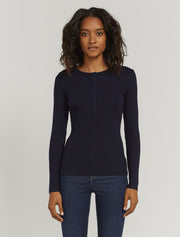 Women's Organic cotton ribbed button front top