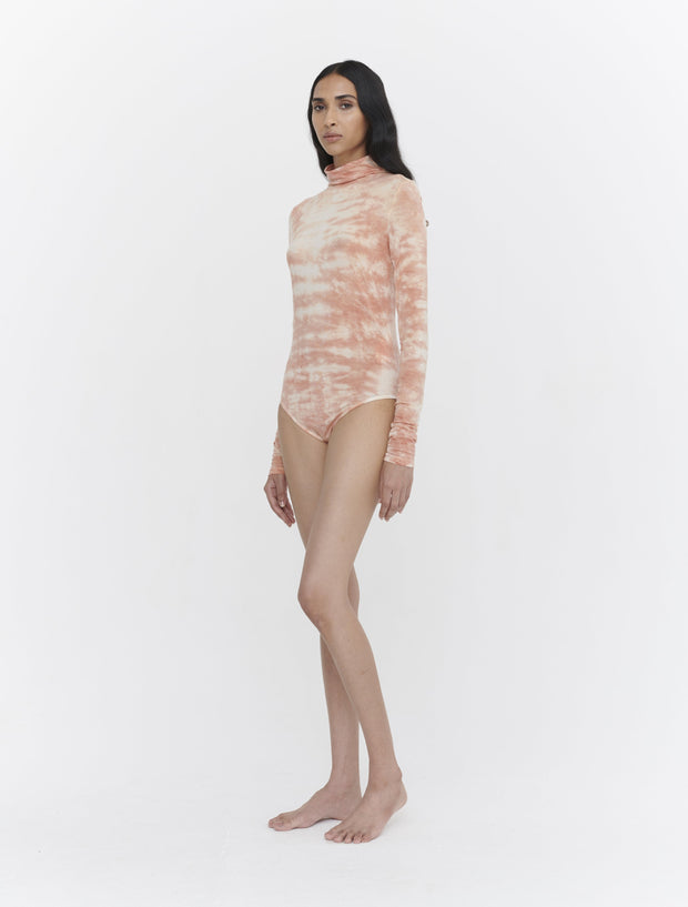 Tie-dye High Cowl Neck Long Sleeve Body