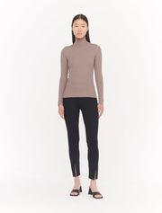 Suri Stretch Organic Cotton Rib Long Sleeve Roll Neck Top