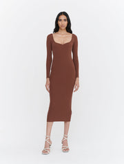 Seamed Rib Sweetheart Midi Dress