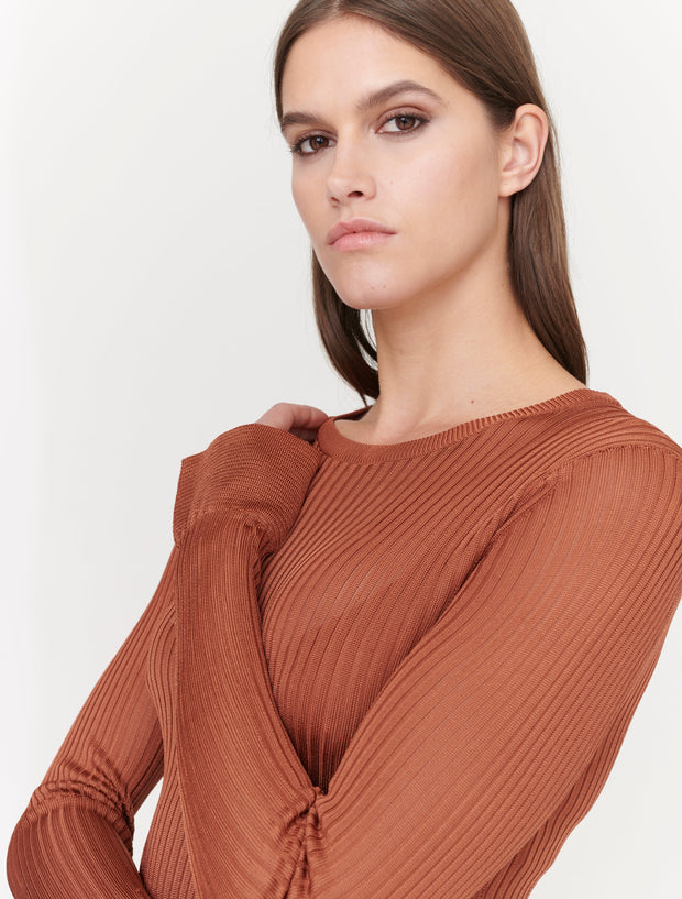 tulip cuffed Ribbed top